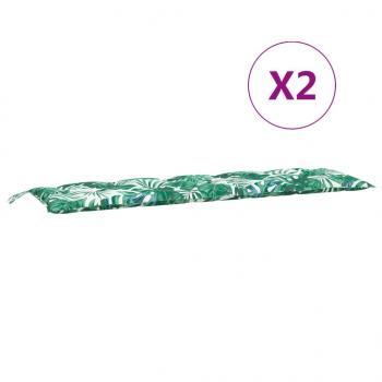Gartenbank-Auflagen 2 Stk. Blattmuster 180x50x7cm Oxford-Gewebe
