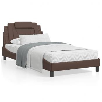 ARDEBO.de - Bett mit Matratze Braun 100x200 cm Kunstleder