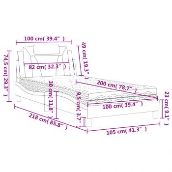 Bett mit Matratze Braun 100x200 cm Kunstleder