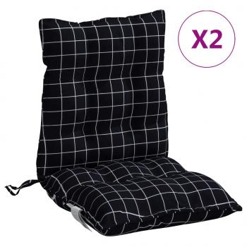 ARDEBO.de - Niedriglehner-Auflagen 2 Stk. Schwarz Karomuster Oxford-Gewebe