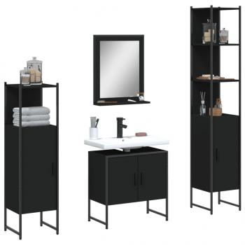 ARDEBO.de - 4-tlg. Badmöbel-Set Schwarz Holzwerkstoff