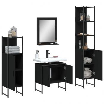 4-tlg. Badmöbel-Set Schwarz Holzwerkstoff