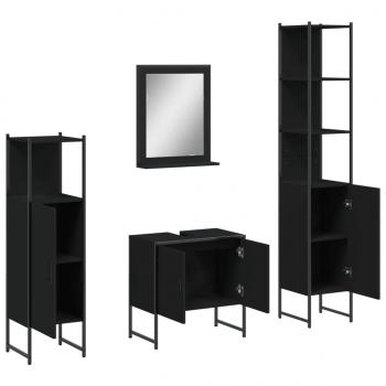 4-tlg. Badmöbel-Set Schwarz Holzwerkstoff