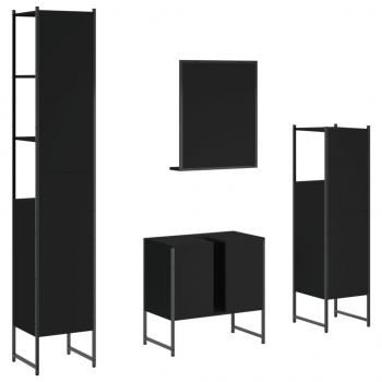 4-tlg. Badmöbel-Set Schwarz Holzwerkstoff