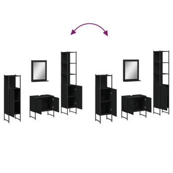 4-tlg. Badmöbel-Set Schwarz Holzwerkstoff