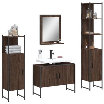 ARDEBO.de - 4-tlg. Badmöbel-Set Braun Eichen-Optik Holzwerkstoff