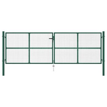 Doppelstabmatten-Doppeltor Stahl 390x125 cm Grün