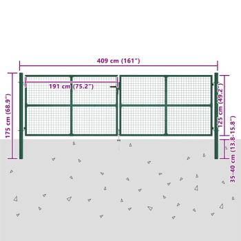 Doppelstabmatten-Doppeltor Stahl 390x125 cm Grün
