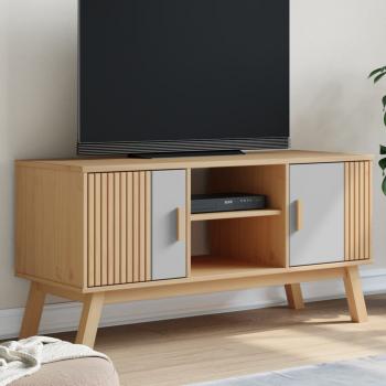 ARDEBO.de - TV-Schrank OLDEN Grau und Braun 114x43x57 cm Massivholz Kiefer