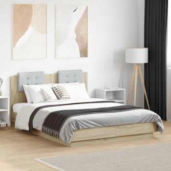 Bettgestell mit Kopfteil & LED-Leuchten Sonoma-Eiche 140x190cm