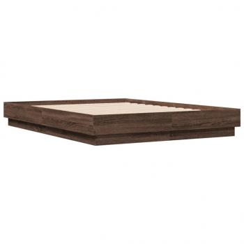 Bettgestell mit LED Braun Sonoma-Eiche 135x190 cm