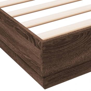 Bettgestell mit LED Braun Sonoma-Eiche 135x190 cm