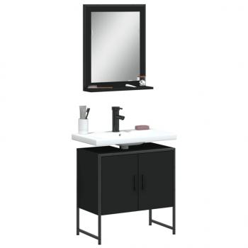 ARDEBO.de - 2-tlg. Badmöbel-Set Schwarz Holzwerkstoff