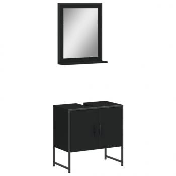 2-tlg. Badmöbel-Set Schwarz Holzwerkstoff