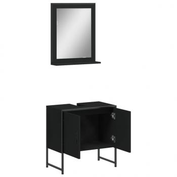 2-tlg. Badmöbel-Set Schwarz Holzwerkstoff