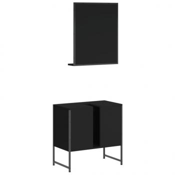 2-tlg. Badmöbel-Set Schwarz Holzwerkstoff