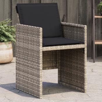 ARDEBO.de - Gartenstühle mit Kissen 4 Stk. Hellgrau Poly Rattan