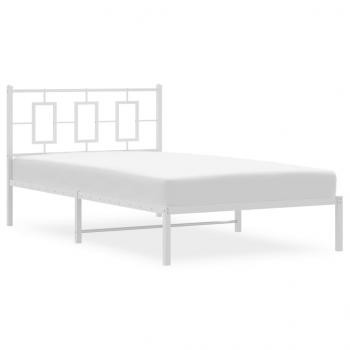 Bettgestell mit Kopfteil Metall Weiß 107x203 cm