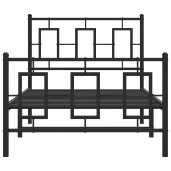 Bettgestell mit Kopf- und Fußteil Metall Schwarz 90x200 cm