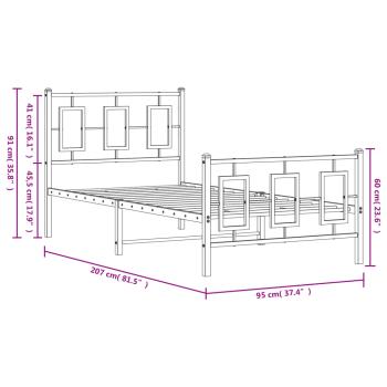 Bettgestell mit Kopf- und Fußteil Metall Schwarz 90x200 cm