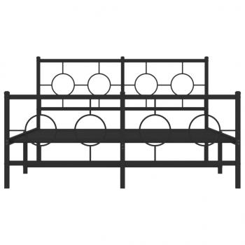 Bettgestell mit Kopf- und Fußteil Metall Schwarz 135x190 cm