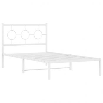 Bettgestell mit Kopfteil Metall Weiß 100x190 cm