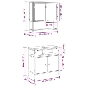 2-tlg. Badmöbel-Set Räuchereiche Holzwerkstoff