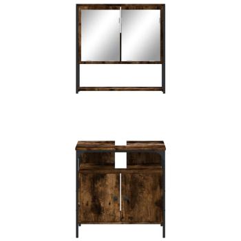 2-tlg. Badmöbel-Set Räuchereiche Holzwerkstoff