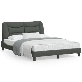ARDEBO.de - Bettgestell mit Kopfteil Dunkelgrau 140x190 cm Stoff