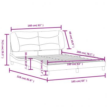 Bettgestell mit Kopfteil Blau 160x200 cm Stoff