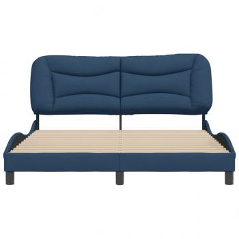 Bettgestell mit Kopfteil Blau 160x200 cm Stoff