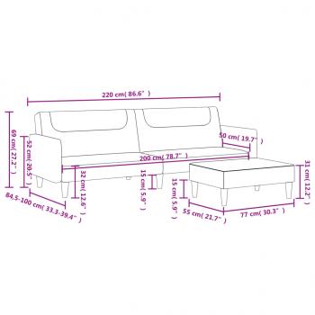 Schlafsofa 2-Sitzer mit Fußhocker Dunkelgrau Stoff