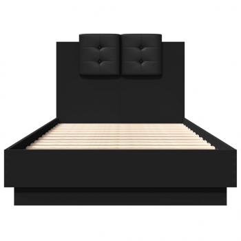 Bettgestell mit Kopfteil Schwarz 90x190 cm Holzwerkstoff