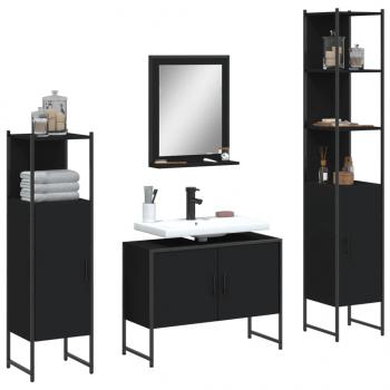 ARDEBO.de - 4-tlg. Badmöbel-Set Schwarz Holzwerkstoff