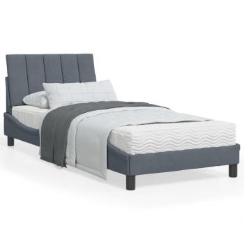 ARDEBO.de - Bettgestell mit Kopfteil Dunkelgrau 90x190 cm Samt