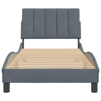 Bettgestell mit Kopfteil Dunkelgrau 90x190 cm Samt