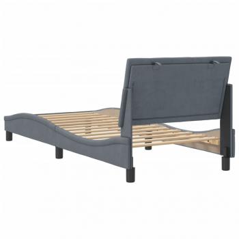 Bettgestell mit Kopfteil Dunkelgrau 90x190 cm Samt