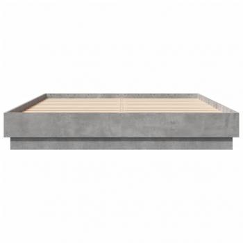 Bettgestell mit LED Betongrau 150x200 cm