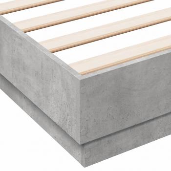 Bettgestell mit LED Betongrau 150x200 cm