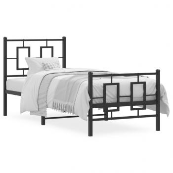ARDEBO.de - Bettgestell mit Kopf- und Fußteil Metall Schwarz 75x190 cm