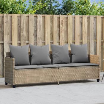 ARDEBO.de - Sonnenliege mit Kissen Beige Poly Rattan