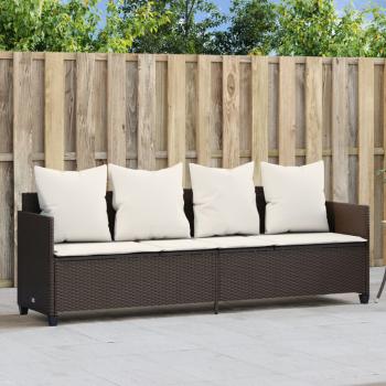 ARDEBO.de - Sonnenliege mit Kissen Braun Poly Rattan