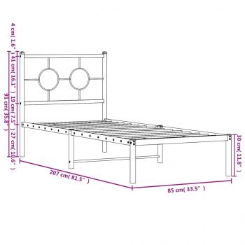 Bettgestell mit Kopfteil Metall Weiß 80x200 cm