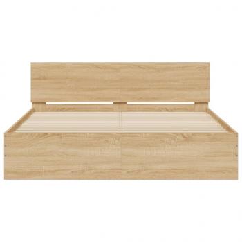 Bettgestell mit Kopfteil LED-Beleuchtung Sonoma-Eiche 150x200cm