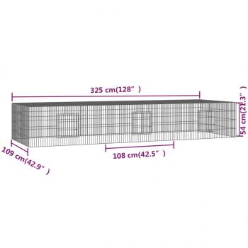 Kaninchenkäfig 3 Paneele 325x109x54 cm Verzinktes Eisen
