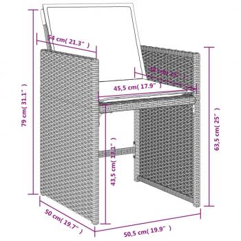 Gartenstühle mit Kissen 4 Stk. Hellgrau Poly Rattan