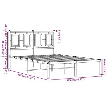 Bettgestell mit Kopfteil Metall Schwarz 120x200 cm