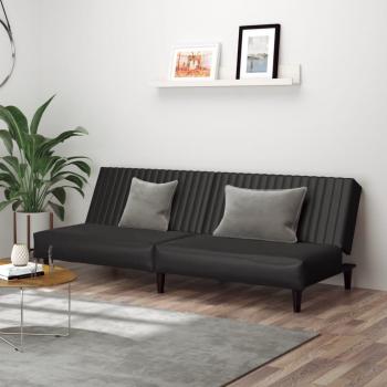 ARDEBO.de - Schlafsofa 2-Sitzer Schwarz Kunstleder