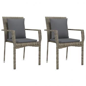 7-tlg. Garten-Essgruppe mit Kissen Grau Poly Rattan