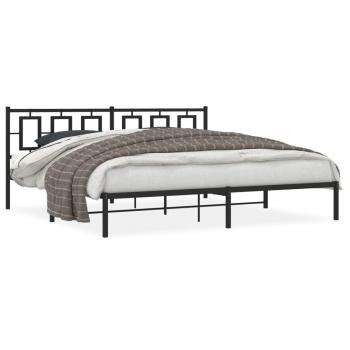 ARDEBO.de - Bettgestell mit Kopfteil Metall Schwarz 193x203 cm